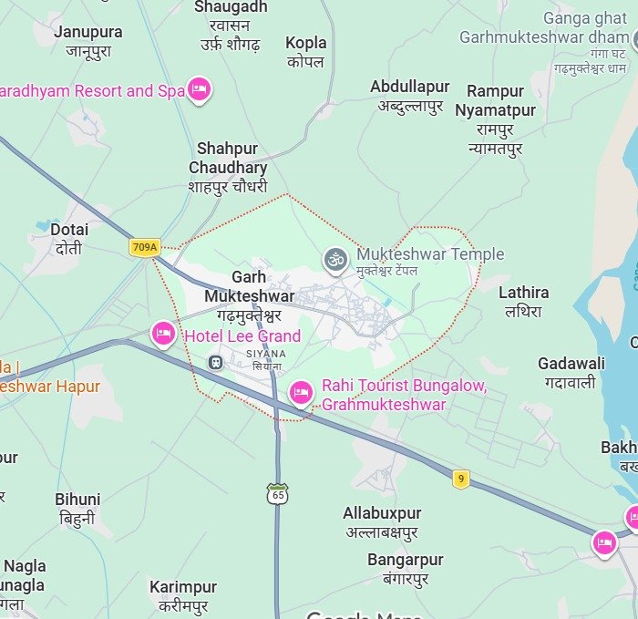 Map showing Garh Ganga's location and nearby landmarks